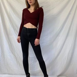 Maroon Layered Crop Top